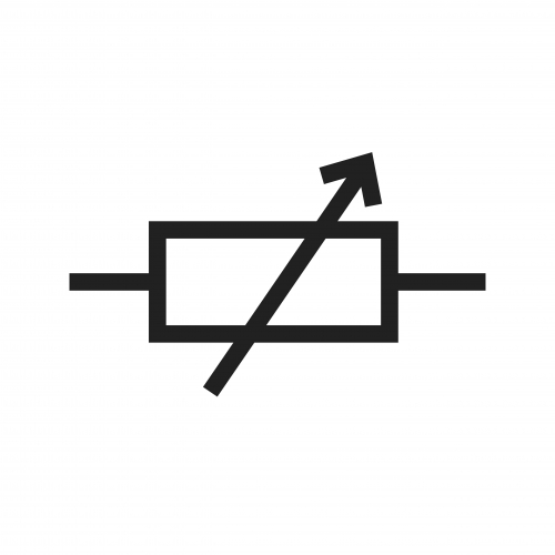 A variable resistor symbol